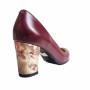 Pantofi eleganti dama, violet, model floral, din piele naturala box, toc 6 cm - NA87VIS